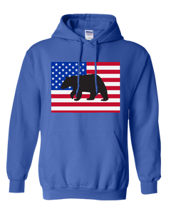 Pullover Hooded Sweatshirt Colorado Royal Black Bear Vibrant Design High Quality Tight Knit Ring Spun Low Maintenance Cotton Printed With The Newest Available Color Transfer Technology