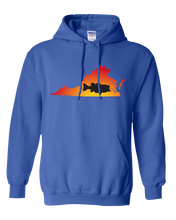 Load image into Gallery viewer, Pullover Hooded Sweatshirt Virginia Royal Large Mouth Bass Vibrant Design High Quality Tight Knit Ring Spun Low Maintenance Cotton Printed With The Newest Available Color Transfer Technology