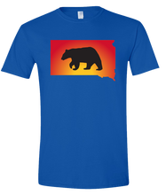 Load image into Gallery viewer, Short Sleeve T-Shirt South Dakota Royal Black Bear Vibrant Design High Quality Tight Knit Ring Spun Low Maintenance Cotton Printed With The Newest Available Color Transfer Technology
