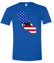 Load image into Gallery viewer, Short Sleeve T-Shirt California Royal Black Bear Vibrant Design High Quality Tight Knit Ring Spun Low Maintenance Cotton Printed With The Newest Available Color Transfer Technology