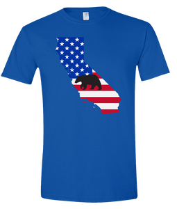 Short Sleeve T-Shirt California Royal Black Bear Vibrant Design High Quality Tight Knit Ring Spun Low Maintenance Cotton Printed With The Newest Available Color Transfer Technology