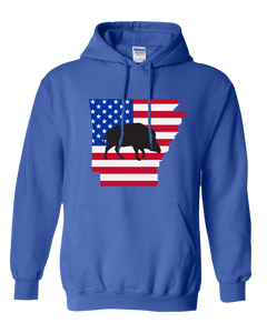 Pullover Hooded Sweatshirt Arkansas Royal Wild Hog Vibrant Design High Quality Tight Knit Ring Spun Low Maintenance Cotton Printed With The Newest Available Color Transfer Technology