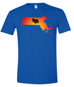 Short Sleeve T-Shirt Massachusetts Royal Turkey Vibrant Design High Quality Tight Knit Ring Spun Low Maintenance Cotton Printed With The Newest Available Color Transfer Technology