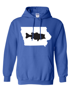 Pullover Hooded Sweatshirt Iowa Royal Large Mouth Bass Vibrant Design High Quality Tight Knit Ring Spun Low Maintenance Cotton Printed With The Newest Available Color Transfer Technology