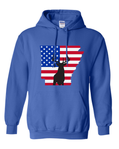 Pullover Hooded Sweatshirt Arkansas Royal Whitetail Deer Vibrant Design High Quality Tight Knit Ring Spun Low Maintenance Cotton Printed With The Newest Available Color Transfer Technology