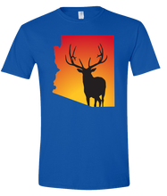 Load image into Gallery viewer, Short Sleeve T-Shirt Arizona Royal Elk Vibrant Design High Quality Tight Knit Ring Spun Low Maintenance Cotton Printed With The Newest Available Color Transfer Technology