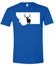 Load image into Gallery viewer, Short Sleeve T-Shirt Montana Royal Elk Vibrant Design High Quality Tight Knit Ring Spun Low Maintenance Cotton Printed With The Newest Available Color Transfer Technology