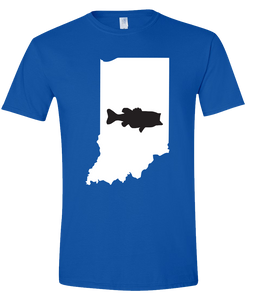 Short Sleeve T-Shirt Indiana Royal Large Mouth Bass Vibrant Design High Quality Tight Knit Ring Spun Low Maintenance Cotton Printed With The Newest Available Color Transfer Technology