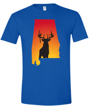 Load image into Gallery viewer, Short Sleeve T-Shirt Alabama Royal Whitetail Deer Vibrant Design High Quality Tight Knit Ring Spun Low Maintenance Cotton Printed With The Newest Available Color Transfer Technology