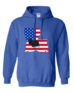 Pullover Hooded Sweatshirt Louisiana Royal Turkey Vibrant Design High Quality Tight Knit Ring Spun Low Maintenance Cotton Printed With The Newest Available Color Transfer Technology