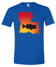Load image into Gallery viewer, Short Sleeve T-Shirt Louisiana Royal Large Mouth Bass Vibrant Design High Quality Tight Knit Ring Spun Low Maintenance Cotton Printed With The Newest Available Color Transfer Technology