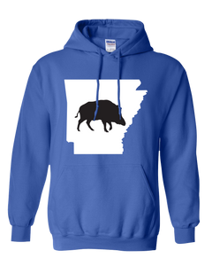 Pullover Hooded Sweatshirt Arkansas Royal Wild Hog Vibrant Design High Quality Tight Knit Ring Spun Low Maintenance Cotton Printed With The Newest Available Color Transfer Technology