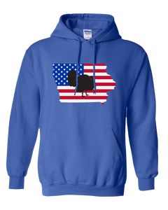 Pullover Hooded Sweatshirt Iowa Royal Turkey Vibrant Design High Quality Tight Knit Ring Spun Low Maintenance Cotton Printed With The Newest Available Color Transfer Technology