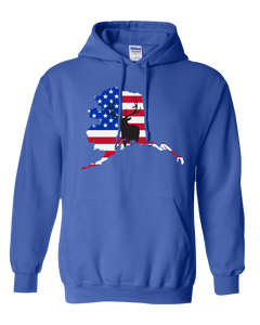 Pullover Hooded Sweatshirt Alaska Royal Elk Vibrant Design High Quality Tight Knit Ring Spun Low Maintenance Cotton Printed With The Newest Available Color Transfer Technology