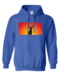 Pullover Hooded Sweatshirt Kansas Royal Whitetail Deer Vibrant Design High Quality Tight Knit Ring Spun Low Maintenance Cotton Printed With The Newest Available Color Transfer Technology