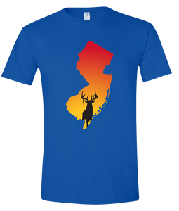 Short Sleeve T-Shirt New Jersey Royal Whitetail Deer Vibrant Design High Quality Tight Knit Ring Spun Low Maintenance Cotton Printed With The Newest Available Color Transfer Technology