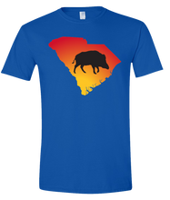 Load image into Gallery viewer, Short Sleeve T-Shirt South Carolina Royal Wild Hog Vibrant Design High Quality Tight Knit Ring Spun Low Maintenance Cotton Printed With The Newest Available Color Transfer Technology