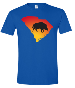 Short Sleeve T-Shirt South Carolina Royal Wild Hog Vibrant Design High Quality Tight Knit Ring Spun Low Maintenance Cotton Printed With The Newest Available Color Transfer Technology