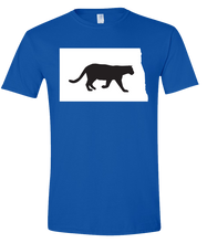 Load image into Gallery viewer, Short Sleeve T-Shirt North Dakota Royal Mountain Lion Vibrant Design High Quality Tight Knit Ring Spun Low Maintenance Cotton Printed With The Newest Available Color Transfer Technology