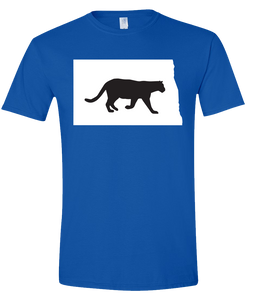 Short Sleeve T-Shirt North Dakota Royal Mountain Lion Vibrant Design High Quality Tight Knit Ring Spun Low Maintenance Cotton Printed With The Newest Available Color Transfer Technology