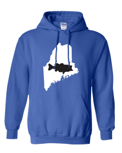 Pullover Hooded Sweatshirt Maine Royal Large Mouth Bass Vibrant Design High Quality Tight Knit Ring Spun Low Maintenance Cotton Printed With The Newest Available Color Transfer Technology