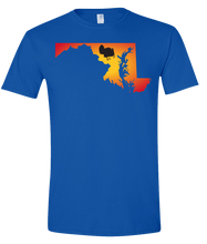 Load image into Gallery viewer, Short Sleeve T-Shirt Maryland Royal Turkey Vibrant Design High Quality Tight Knit Ring Spun Low Maintenance Cotton Printed With The Newest Available Color Transfer Technology