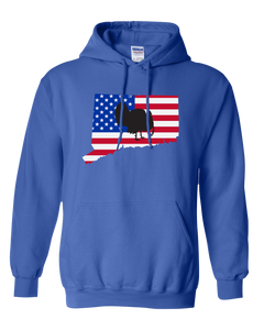 Pullover Hooded Sweatshirt Connecticut Royal Turkey Vibrant Design High Quality Tight Knit Ring Spun Low Maintenance Cotton Printed With The Newest Available Color Transfer Technology