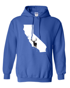 Pullover Hooded Sweatshirt California Royal Elk Vibrant Design High Quality Tight Knit Ring Spun Low Maintenance Cotton Printed With The Newest Available Color Transfer Technology