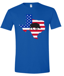 Short Sleeve T-Shirt Texas Royal Wild Hog Vibrant Design High Quality Tight Knit Ring Spun Low Maintenance Cotton Printed With The Newest Available Color Transfer Technology