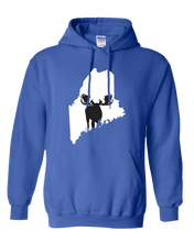 Load image into Gallery viewer, Pullover Hooded Sweatshirt Maine Royal Moose Vibrant Design High Quality Tight Knit Ring Spun Low Maintenance Cotton Printed With The Newest Available Color Transfer Technology
