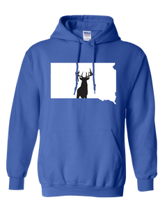 Pullover Hooded Sweatshirt South Dakota Royal Whitetail Deer Vibrant Design High Quality Tight Knit Ring Spun Low Maintenance Cotton Printed With The Newest Available Color Transfer Technology