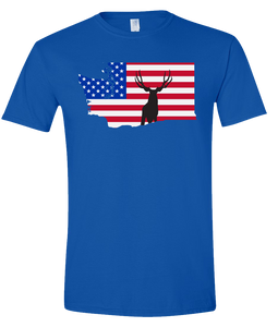 Short Sleeve T-Shirt Washington Royal Mule Deer Vibrant Design High Quality Tight Knit Ring Spun Low Maintenance Cotton Printed With The Newest Available Color Transfer Technology