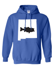 Load image into Gallery viewer, Pullover Hooded Sweatshirt New Mexico Royal Large Mouth Bass Vibrant Design High Quality Tight Knit Ring Spun Low Maintenance Cotton Printed With The Newest Available Color Transfer Technology