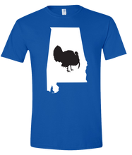 Load image into Gallery viewer, Short Sleeve T-Shirt Alabama Royal Turkey Vibrant Design High Quality Tight Knit Ring Spun Low Maintenance Cotton Printed With The Newest Available Color Transfer Technology