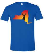 Load image into Gallery viewer, Short Sleeve T-Shirt New York Royal Whitetail Deer Vibrant Design High Quality Tight Knit Ring Spun Low Maintenance Cotton Printed With The Newest Available Color Transfer Technology