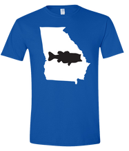 Load image into Gallery viewer, Short Sleeve T-Shirt Georgia Royal Large Mouth Bass Vibrant Design High Quality Tight Knit Ring Spun Low Maintenance Cotton Printed With The Newest Available Color Transfer Technology