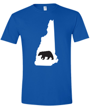 Load image into Gallery viewer, Short Sleeve T-Shirt New Hampshire Royal Black Bear Vibrant Design High Quality Tight Knit Ring Spun Low Maintenance Cotton Printed With The Newest Available Color Transfer Technology