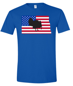 Short Sleeve T-Shirt North Dakota Royal Turkey Vibrant Design High Quality Tight Knit Ring Spun Low Maintenance Cotton Printed With The Newest Available Color Transfer Technology