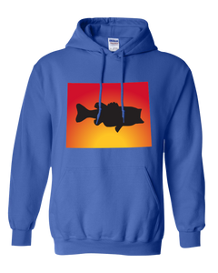 Pullover Hooded Sweatshirt Wyoming Royal Large Mouth Bass Vibrant Design High Quality Tight Knit Ring Spun Low Maintenance Cotton Printed With The Newest Available Color Transfer Technology