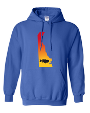 Load image into Gallery viewer, Pullover Hooded Sweatshirt Delaware Royal Large Mouth Bass Vibrant Design High Quality Tight Knit Ring Spun Low Maintenance Cotton Printed With The Newest Available Color Transfer Technology