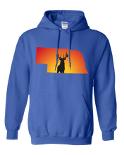 Load image into Gallery viewer, Pullover Hooded Sweatshirt Nebraska Royal Whitetail Deer Vibrant Design High Quality Tight Knit Ring Spun Low Maintenance Cotton Printed With The Newest Available Color Transfer Technology