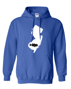 Pullover Hooded Sweatshirt New Jersey Royal Large Mouth Bass Vibrant Design High Quality Tight Knit Ring Spun Low Maintenance Cotton Printed With The Newest Available Color Transfer Technology