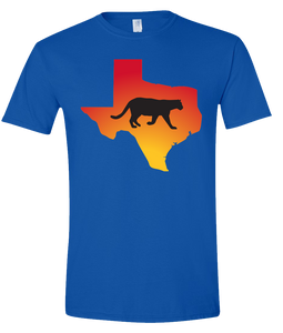 Short Sleeve T-Shirt Texas Royal Mountain Lion Vibrant Design High Quality Tight Knit Ring Spun Low Maintenance Cotton Printed With The Newest Available Color Transfer Technology