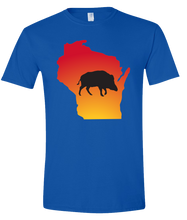 Load image into Gallery viewer, Short Sleeve T-Shirt Wisconsin Royal Wild Hog Vibrant Design High Quality Tight Knit Ring Spun Low Maintenance Cotton Printed With The Newest Available Color Transfer Technology