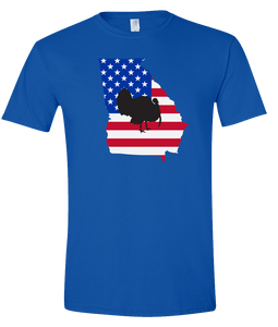 Short Sleeve T-Shirt Georgia Royal Turkey Vibrant Design High Quality Tight Knit Ring Spun Low Maintenance Cotton Printed With The Newest Available Color Transfer Technology