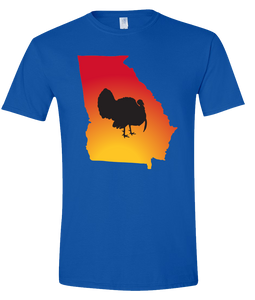 Short Sleeve T-Shirt Georgia Royal Turkey Vibrant Design High Quality Tight Knit Ring Spun Low Maintenance Cotton Printed With The Newest Available Color Transfer Technology