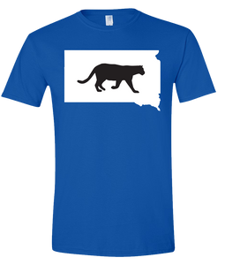 Short Sleeve T-Shirt South Dakota Royal Mountain Lion Vibrant Design High Quality Tight Knit Ring Spun Low Maintenance Cotton Printed With The Newest Available Color Transfer Technology