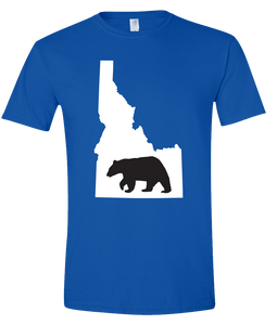 Short Sleeve T-Shirt Idaho Royal Black Bear Vibrant Design High Quality Tight Knit Ring Spun Low Maintenance Cotton Printed With The Newest Available Color Transfer Technology