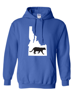 Pullover Hooded Sweatshirt Idaho Royal Mountain Lion Vibrant Design High Quality Tight Knit Ring Spun Low Maintenance Cotton Printed With The Newest Available Color Transfer Technology
