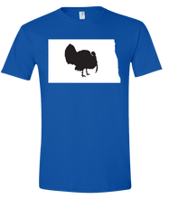 Load image into Gallery viewer, Short Sleeve T-Shirt North Dakota Royal Turkey Vibrant Design High Quality Tight Knit Ring Spun Low Maintenance Cotton Printed With The Newest Available Color Transfer Technology